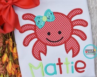 Crab t-shirt - Crab shirts - Crab monogrammed shirt - Crab personalized shirt - t-shirts - Kids - Babies - Toddlers - 12 mo 2t 3t 4t 5 6