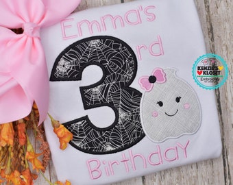 Halloween 3rd Birthday shirt - Boo day ghost t shirt - Halloween Birthday Toddler clothing, monogrammed outfits - Kids Applique