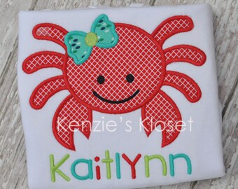 Crab t-shirt - Crab shirts - Crab monogrammed shirt - Crab personalized shirt - t-shirts - Kids - Babies - Toddlers - 12 mo 2t 3t 4t 5 6