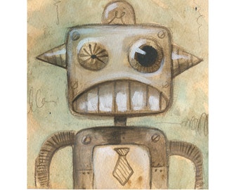 Vintage Robot Giclee print by CJ Metzger