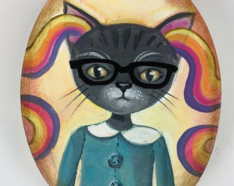 Miss Priscilla love Rainbows - Original painting by CJ Metzger