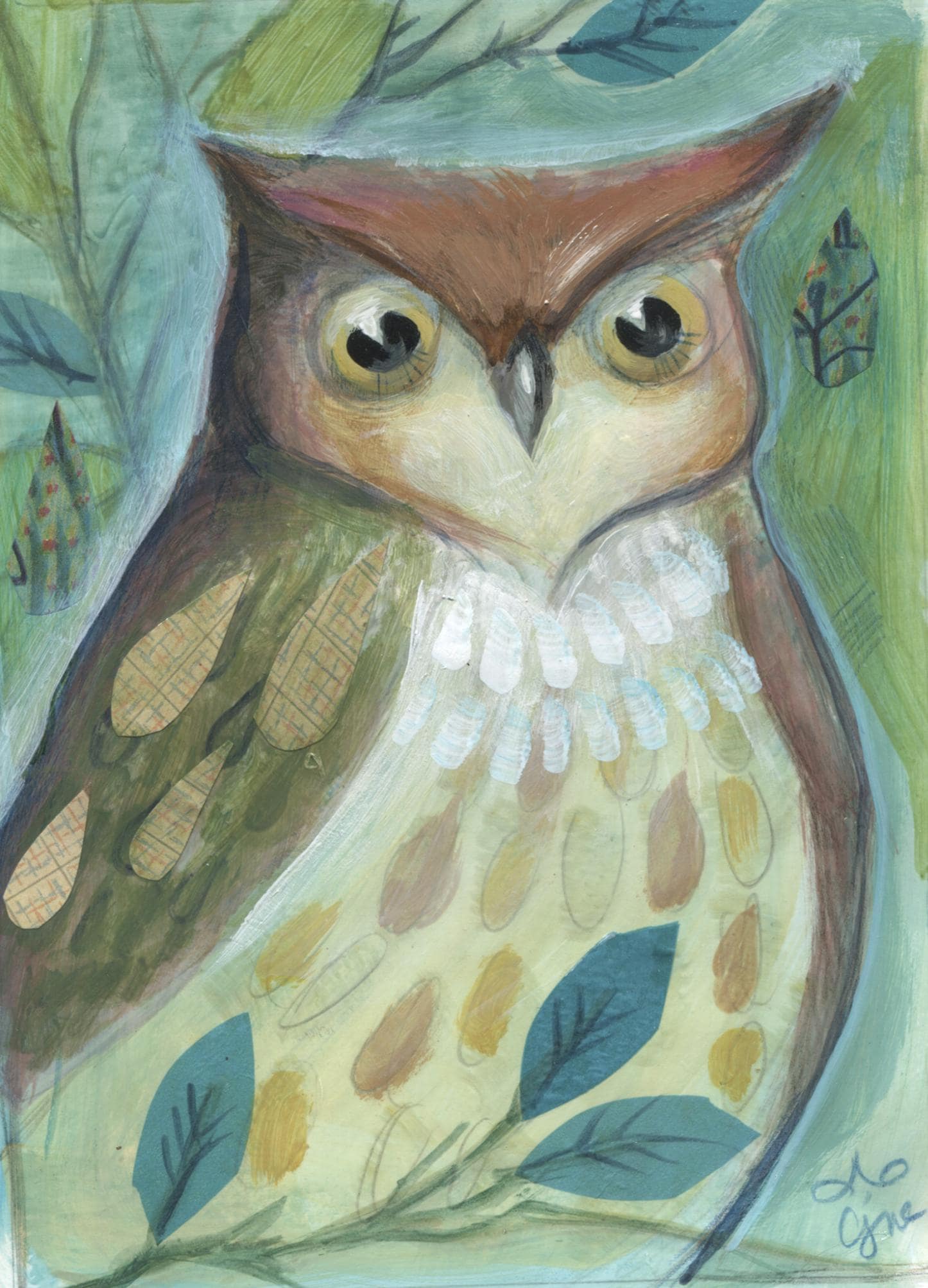 Woodland owl Art Print | CJ Metzger | 5x7 | 8x10 matte