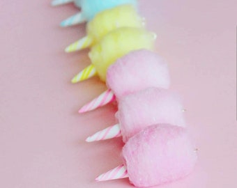 Carnival Cotton Candy Necklace, Fairy Floss Necklace, Cotton Candy Jewelry, Miniature Food Jewelry