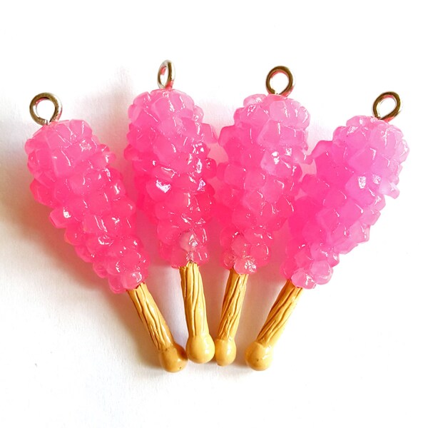 Rock Candy Charms, Pink Rock Candy Anhänger, Armband Charms, Polymer Clay Miniatur Essen Schmuck