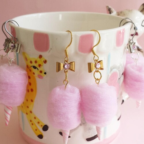 Cotton Candy Earrings Cotton Candy Necklace Food Jewelry Etsy
