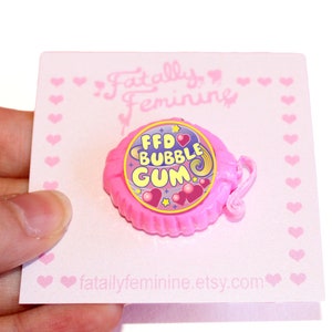 Pink Bubble Gum Pin, Kawaii Polymer Clay Brooch, BubbleGum Candy Lapel Pin, Polymer Miniature food brooch, Handmade Gift idea Best Friend