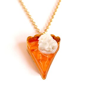 Pumpkin Pie Necklace, Gold or Silver, Pumpkin Pie Charm, Thanksgiving Necklace, Autumn Charm Jewelry, Polymer Clay Miniature Food Jewelry