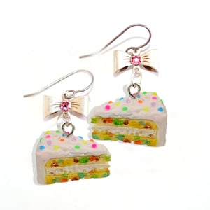 Funfetti Cake Earrings Cute Charm Jewelry for Women Kawaii Birthday Gift for Friend Handmade Hypoallergenic Steel Fatally Feminine