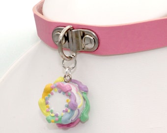 Pastel Rainbow Cake Choker Necklace, Fairy Kei, Party Kei, Pink Birthday Cake Charm, Food Choker 90s Jewelry
