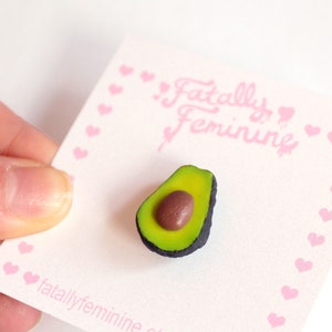 Broche de aguacate, broche vegano, broche de solapa de aguacate verde, hipoalergénico, broche de comida hecho a mano, idea de regalo vegano