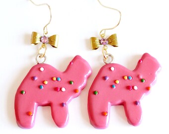 Circus Animal Cookies Earrings Frosted Animal Cookie Earring Kitsch Jewelry Rockabilly Pin Up Earrings