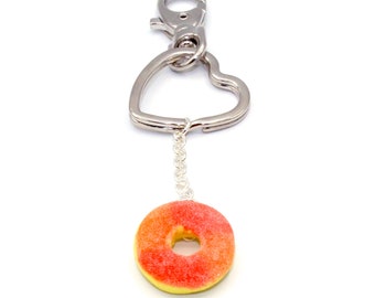 Peach Ring Gummy Keychain, Candy Key Chain, Peach Key Chain, Nostalgic, Miniature Food Jewelry, Kawaii