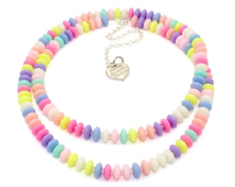 Rainbow Pastel Faux Candy Choker Custom Length Necklace Handmade Cute Charm Jewelry for Women Kawaii Birthday Gift for Best Friend Bracelet