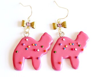 Circus Animal Cookies Earrings Frosted Animal Cookie Earring Kitsch Jewelry Rockabilly Pin Up Earrings