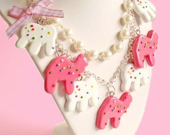 Zirkustier Cookies Halskette Frosted Tier Cookie Statement Halskette Tier Cracker Kawaii Pink Regenbogen Sprinkles Cookie Pin Up Schmuck