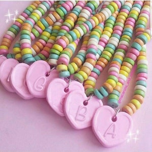 Custom Name Necklace, Initial Personalized Name Necklace for Girls, Pastel Candy Choker, Colorful Name Necklace, Fatally Feminine