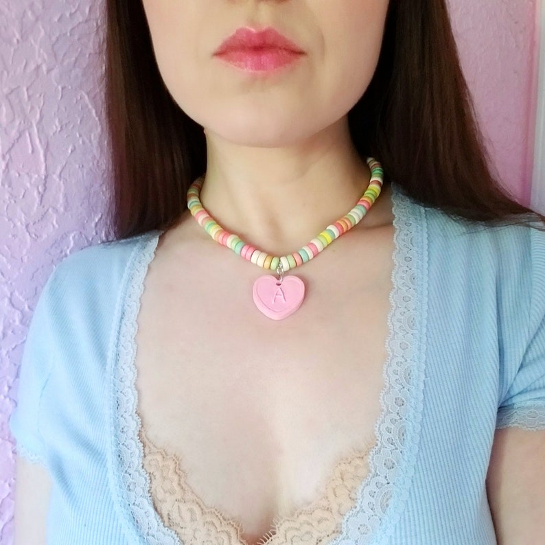 Custom Name Necklace, Initial Personalized Name Necklace for Girls, Pastel Candy Choker, Colorful Name Necklace, Fatally Feminine image 9
