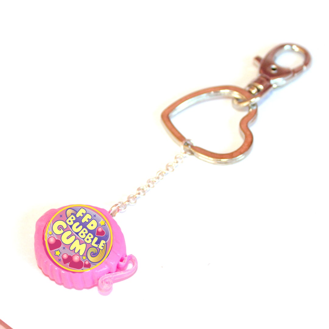 Pink Bubble Gum Keychain, Kawaii Bubblegum Dispenser Key Chain, Polymer ...