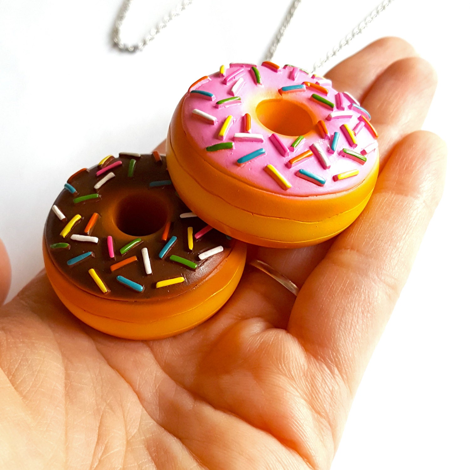 Donut Necklace Large Doughnut Pendant Necklace Kawaii Etsy Sweden