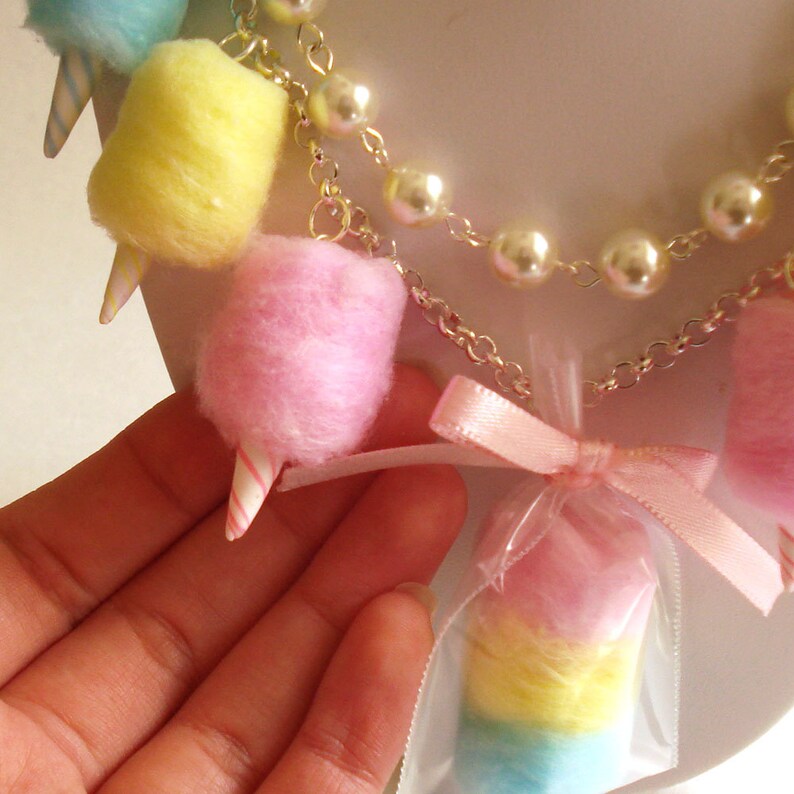 Cotton Candy Necklace Carnival Cotton Candy Statement Necklace Pinup Rockabilly Pastel Rainbow Jewelry Fairy Kei Kawaii Necklace image 6