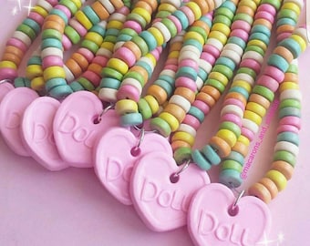 Custom Name Necklace, Personalized Name Necklace for Women, Pastel Candy Choker, Colorful Name Necklace, Fatally Feminine, Kawaii Necklace