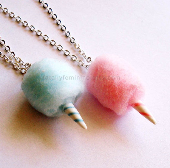 Carnival Cotton Candy Necklace, Fairy Floss Necklace, Cotton Candy