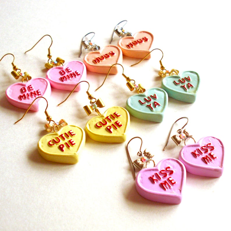 Conversation Heart Earrings Valentines Day Earrings Pink | Etsy