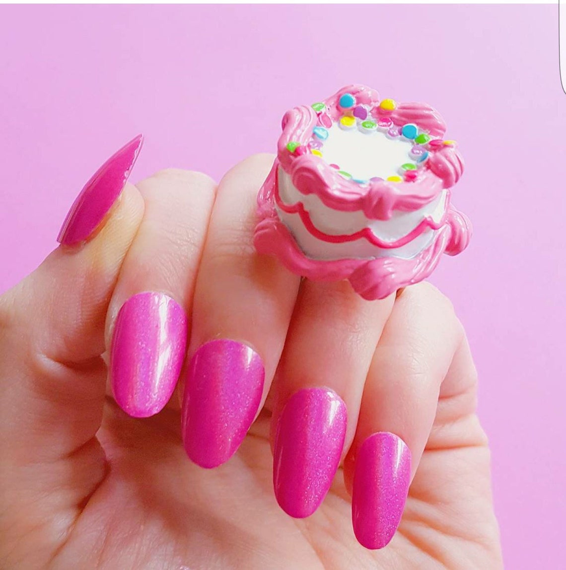Pink Birthday Cake Ring Pink Cake Ring Kawaii Jewelry Birthday Etsy