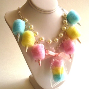 Cotton Candy Necklace Carnival Cotton Candy Statement Necklace Pinup Rockabilly Pastel Rainbow Jewelry Fairy Kei Kawaii Necklace image 4