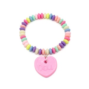 Custom Name Bracelet, Personalized Candy Bracelet, Pastel Faux Candy, Rainbow Kawaii Food Jewelry image 2