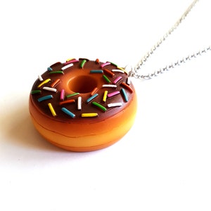 Donut Necklace, Large Doughnut Pendant Necklace, Kawaii Necklace, Polymer Clay Food Jewelry, Jelly Donut Necklace image 3