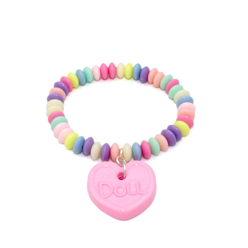 Custom Name Bracelet, Personalized Candy Bracelet, Pastel Faux Candy, Rainbow Kawaii Food Jewelry 画像 3