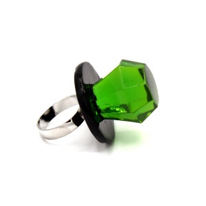 Unique engagement ring pop ring proposal idea resin handmade jewelry gift for men or women green and black