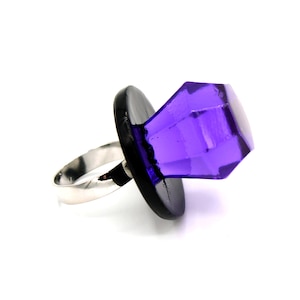 Jewelie a Unique Engagement Ring, Faux Candy, Pop the Question, Women Novelty, Non-traditional Promise, Handmade Resin Fashion Jewelry Gift Purple