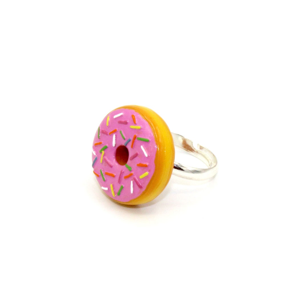 Sprinkle Donut Ring Pink Doughnut Ring Miniature Food Kawaii Jewelry Gift Idea for Daughter Adjustable Ring Etsy Canada