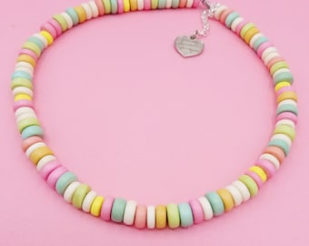 Classic Rainbow Faux Candy Choker Kidcore Custom Length Necklace Handmade Cute Charm Jewelry for Women Kawaii Birthday Gift for Best Friend