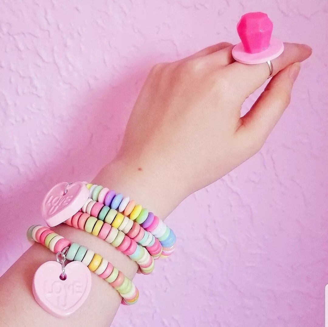 Candy Bracelet- Realistic Candy Inspired - Polymer Clay Pastel Jewelery - Candy Imitation Jewellery - Sweet Fake Candy- Sweets Beads S/M