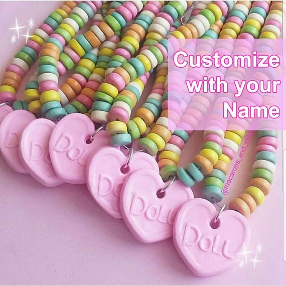 Custom Name Bracelet, Personalized Candy Bracelet, Pastel Faux Candy,  Rainbow Kawaii Food Jewelry 