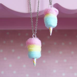 Cotton Candy Necklace, Rainbow Cotton Candy Jewelry, Harajuku Cotton Candy, Carnival Cotton Candy Necklace Kawaii Jewelry