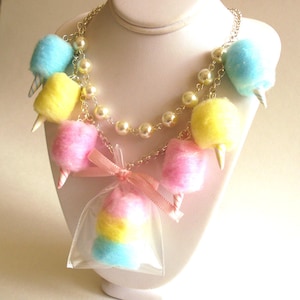 Cotton Candy Necklace Carnival Cotton Candy Statement Necklace Pinup Rockabilly Pastel Rainbow Jewelry Fairy Kei Kawaii Necklace image 3