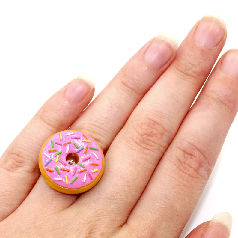 Sprinkle Donut Ring Pink Doughnut Ring Miniature Food Etsy