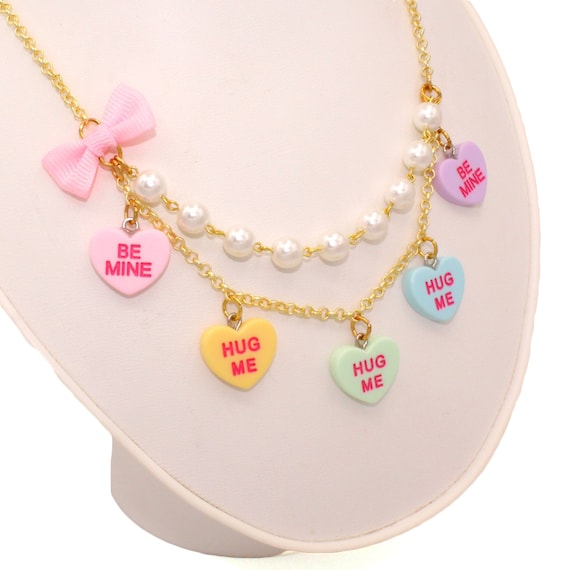 Custom Name Necklace, Personalized Candy Necklace, Pastel Candy Choker,  Rainbow Kawaii Food Jewelry 