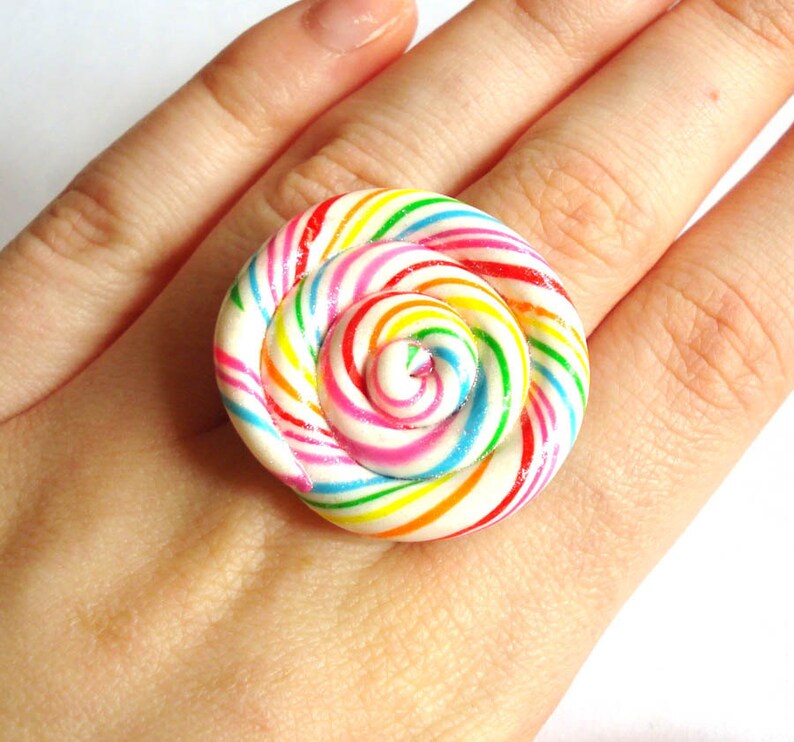 Lollipop Ring Big Rainbow Lollipop Ring Candy Ring Rainbow - Etsy