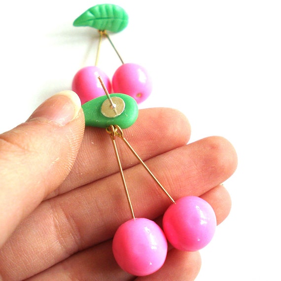Cherry Earrings For Women, Fruit Charm Earring 3D Cherry