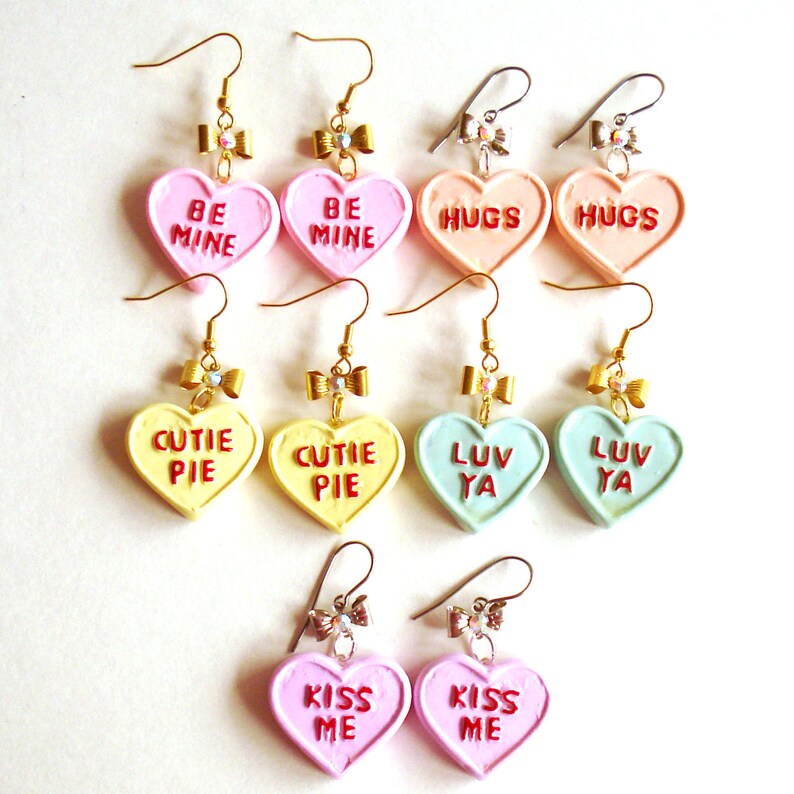 Conversation Heart Earrings Valentines Day Earrings Pink | Etsy