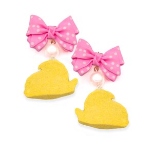 Marshmallow Chick Earrings and Necklace Set Easter Jewelry Pastel Candy Miniature Food Handmade Kawaii Jewelry Gift for Daughter