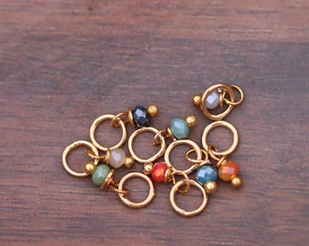 Teeny Tiny Stitch Markers or tiny charms - gold version - for size US4 knitting needles or smaller
