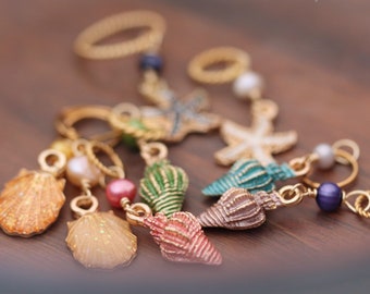 Stitch Marker Knitting Accessory - She Sells Seashells - Set of 8 various sizes