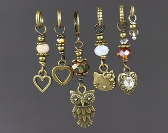 Stitch Markers Set of 6 - Antiqued - Size Small Set