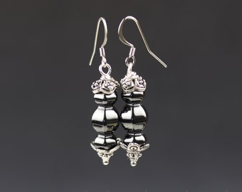 Hematite Lantern Bead Earrings on Stainless Steel Earwires